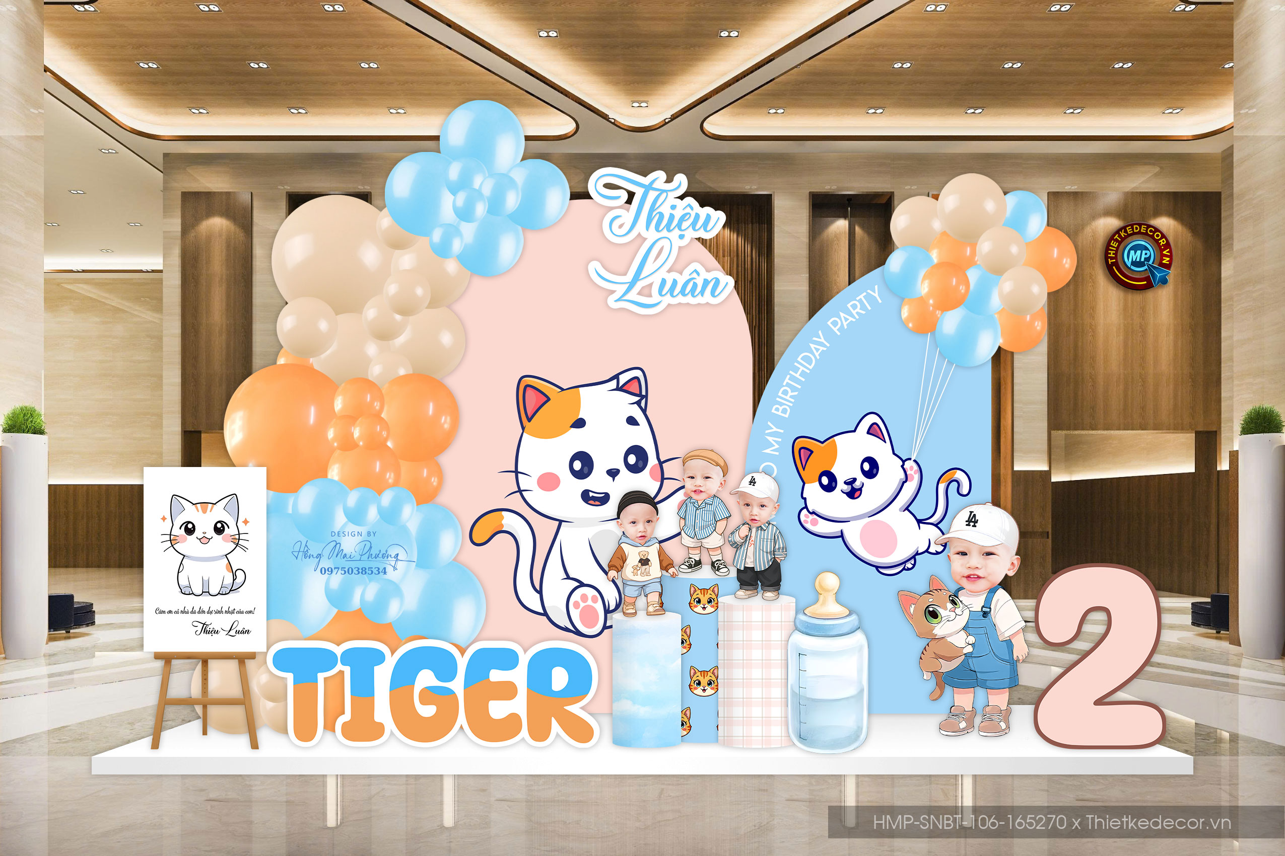 File thiết kế trang trí decor sinh nhật- thôi nôi bé trai đáng yêu cute